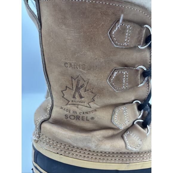 Sorel Caribou Boots Wool Lined Mens Size 8 Made In Canada Brown Kaufman Winter - Picture 2 of 11